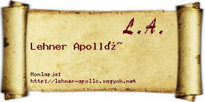 Lehner Apolló névjegykártya